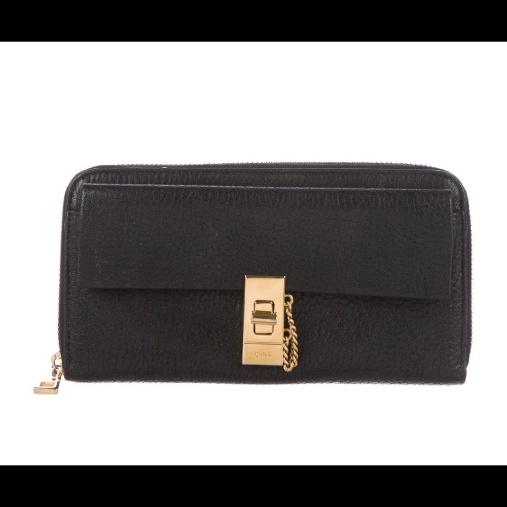 Chloe black leather drew wallet